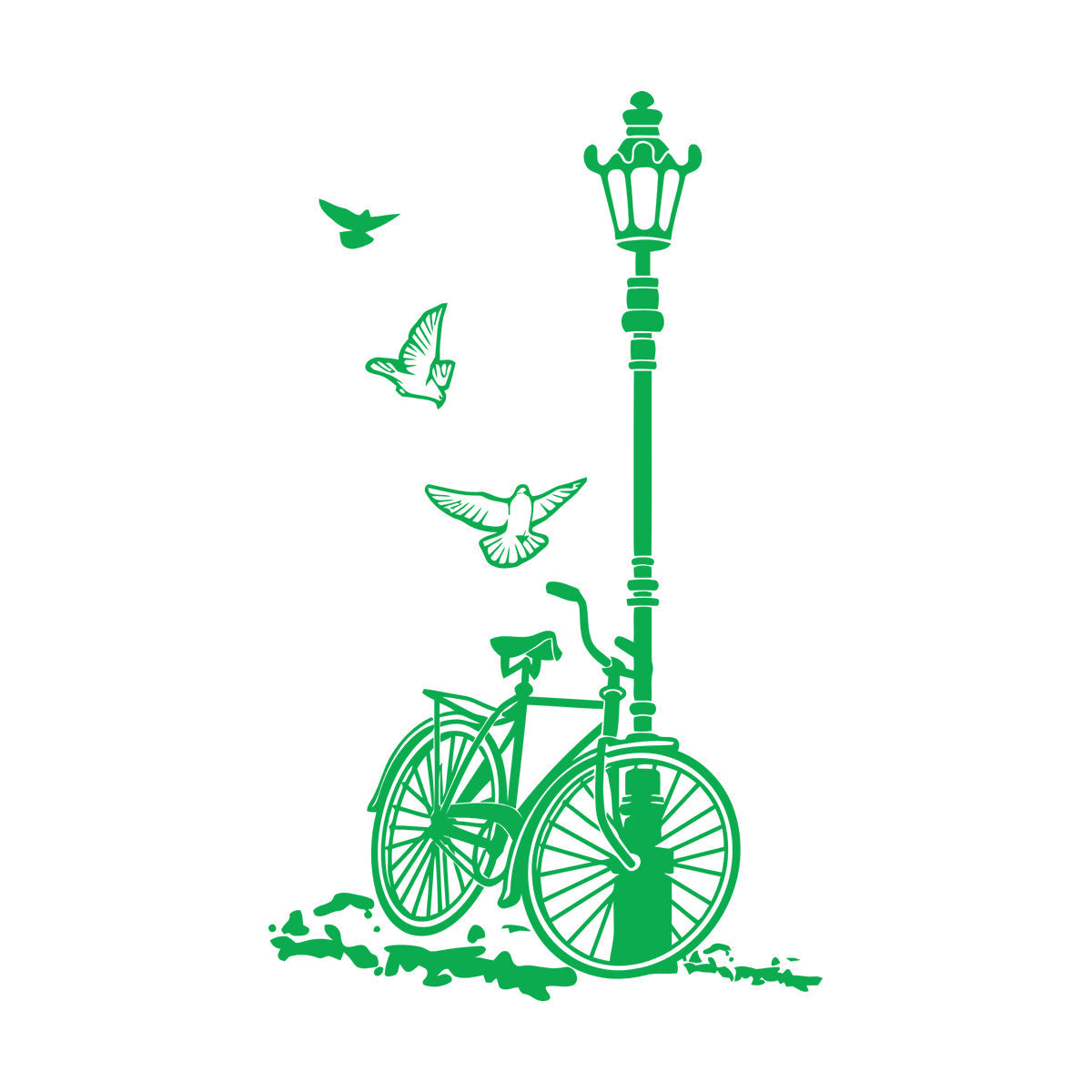 Engraving Stickers Bicycle Street Lamp Natural Two Pigeons Car Body Decoration