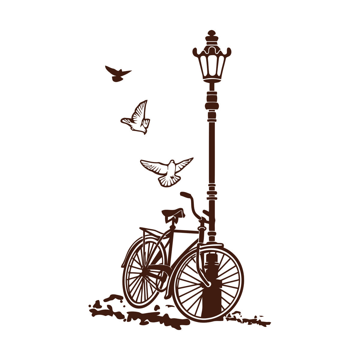 Engraving Stickers Bicycle Street Lamp Natural Two Pigeons Car Body Decoration