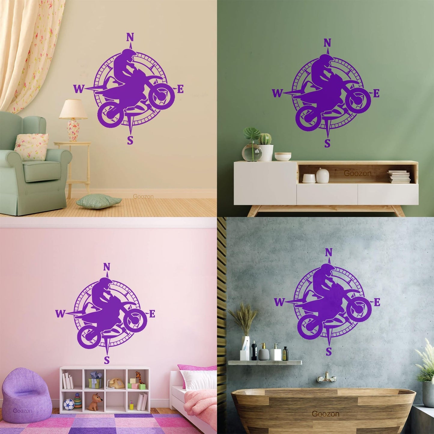 Lettering Stickers Bike Rider Cyclist Vehicle Motorcycle Compass Store Decoration