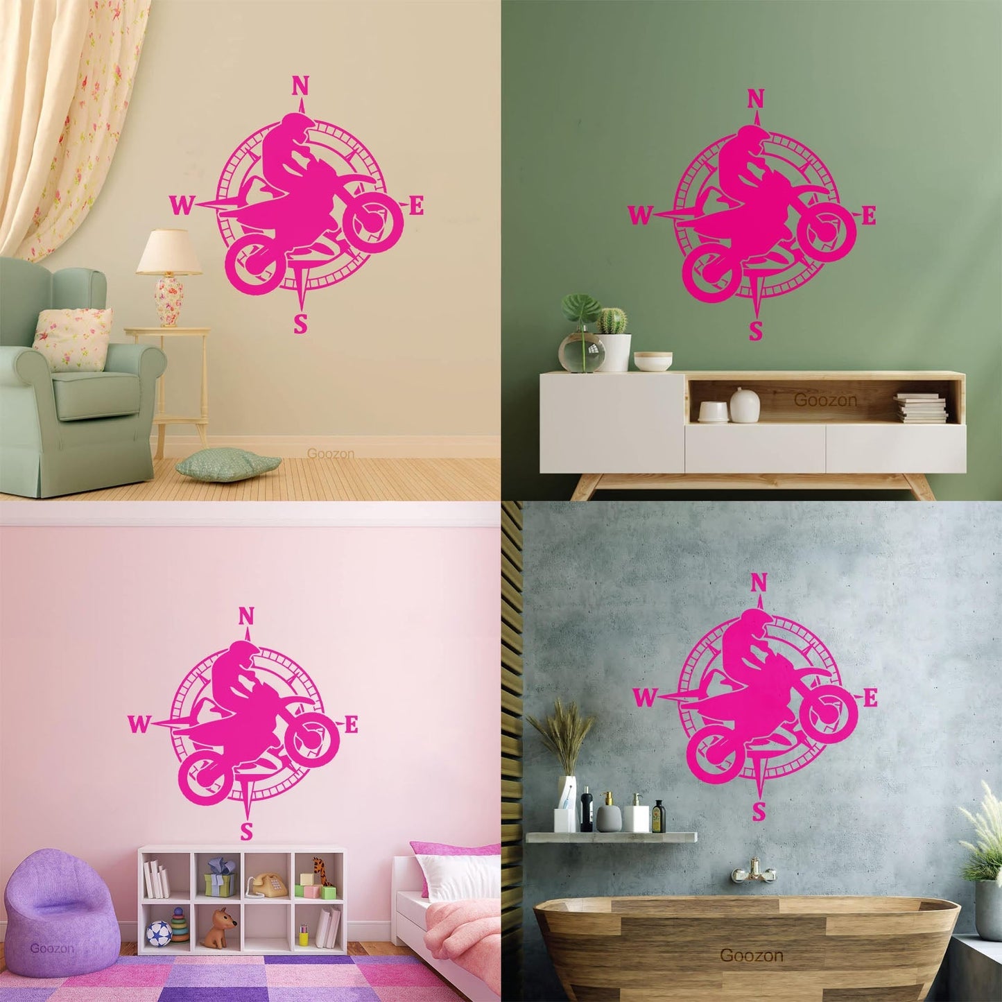 Lettering Stickers Bike Rider Cyclist Vehicle Motorcycle Compass Store Decoration