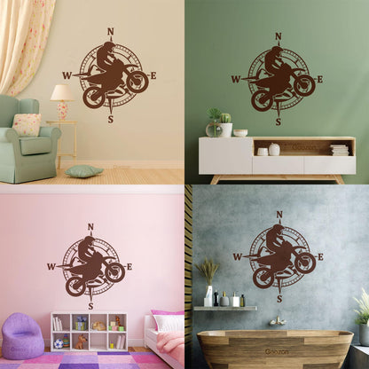 Lettering Stickers Bike Rider Cyclist Vehicle Motorcycle Compass Store Decoration