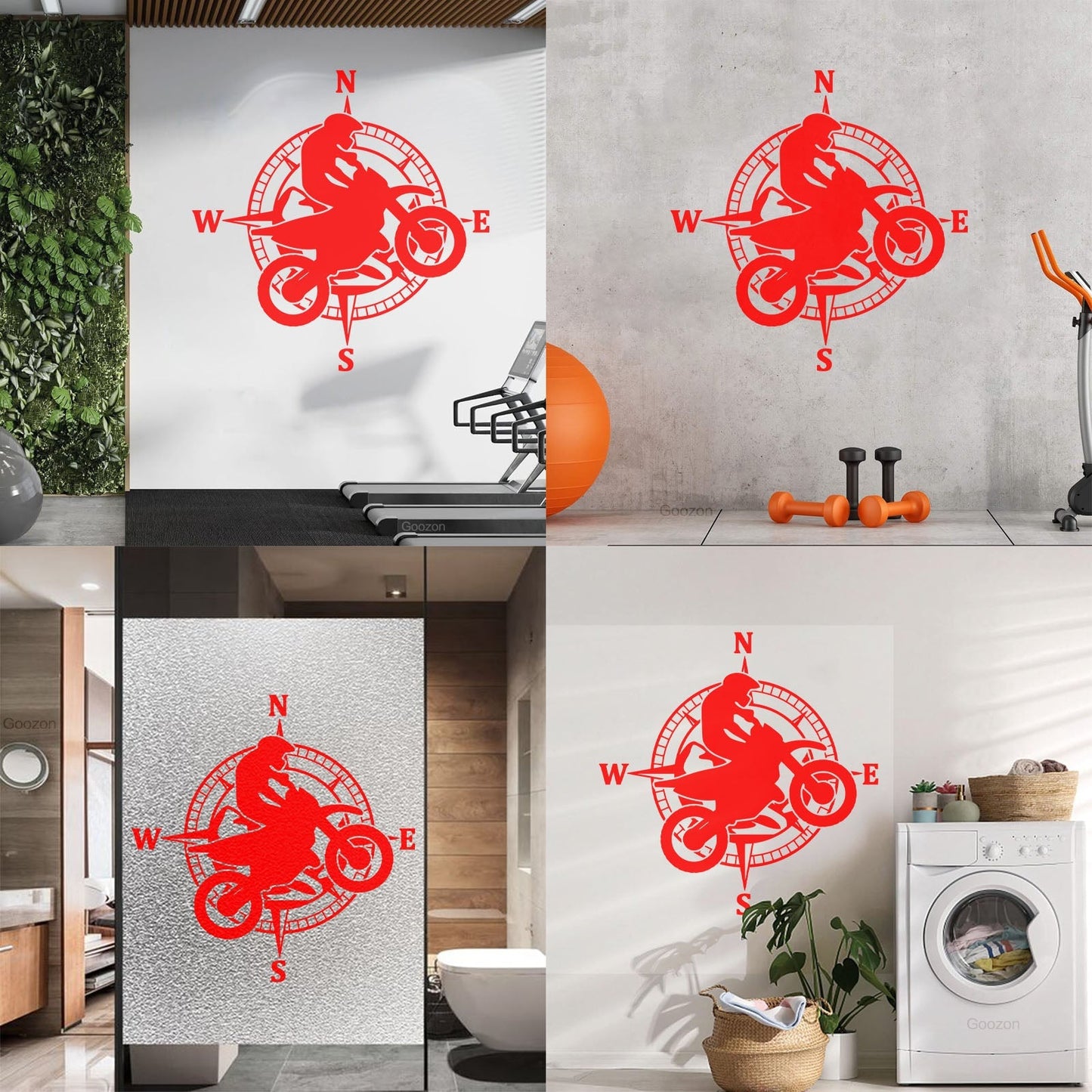 Lettering Stickers Bike Rider Cyclist Vehicle Motorcycle Compass Store Decoration