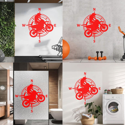 Lettering Stickers Bike Rider Cyclist Vehicle Motorcycle Compass Store Decoration
