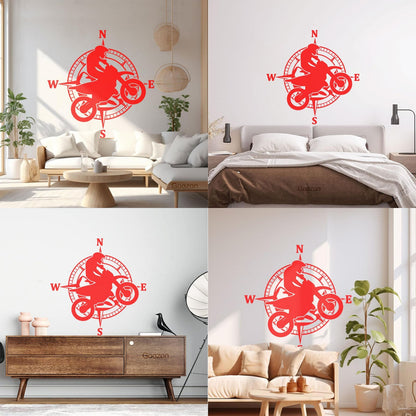 Lettering Stickers Bike Rider Cyclist Vehicle Motorcycle Compass Store Decoration