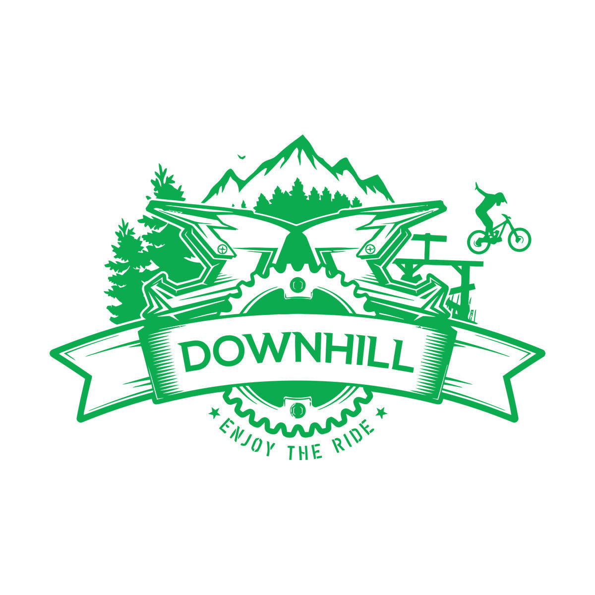 Downhill Mountain Biking Enjoy The Ride Bicycle Emblem Wall Decals Store Decoration