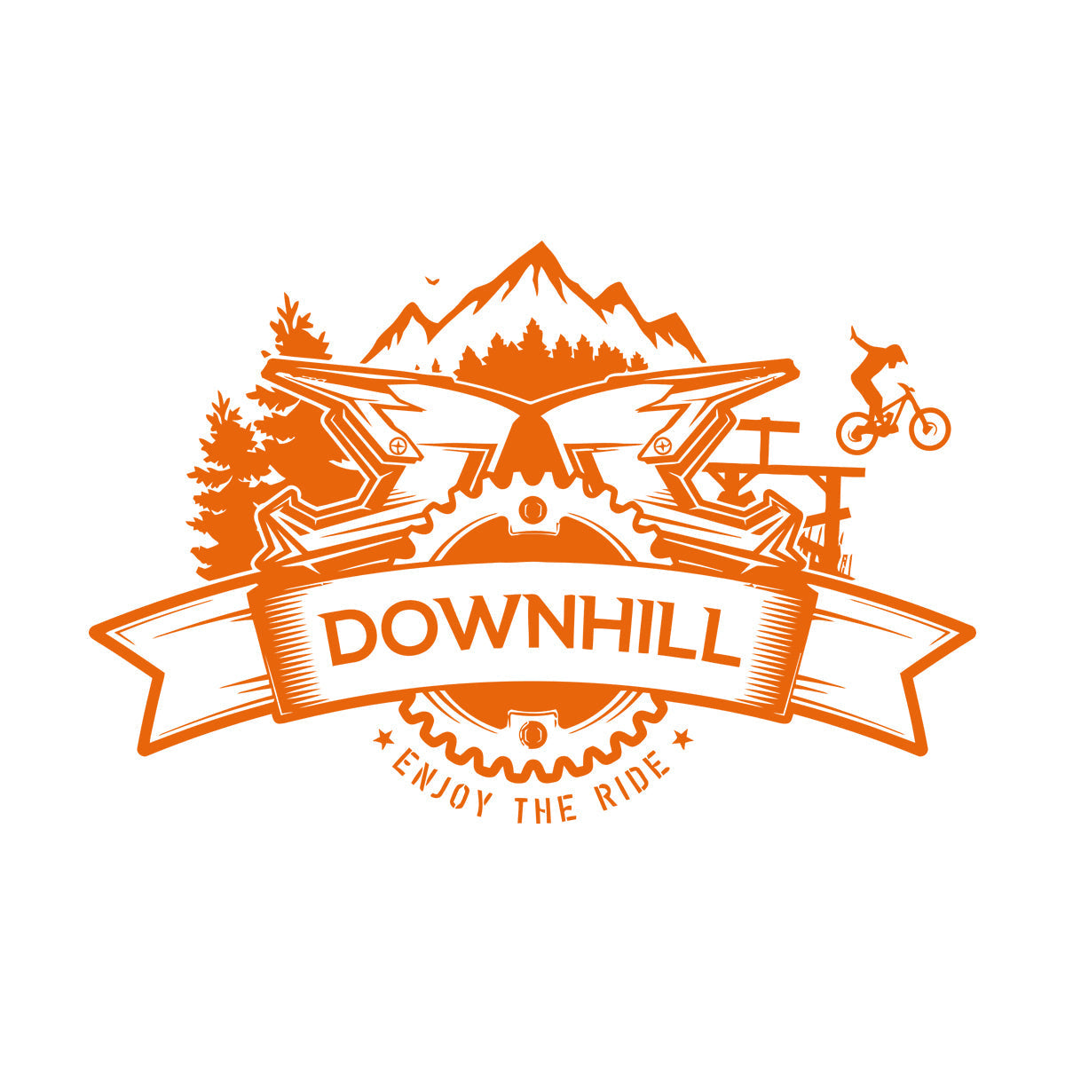 Downhill Mountain Biking Enjoy The Ride Bicycle Emblem Wall Decals Store Decoration