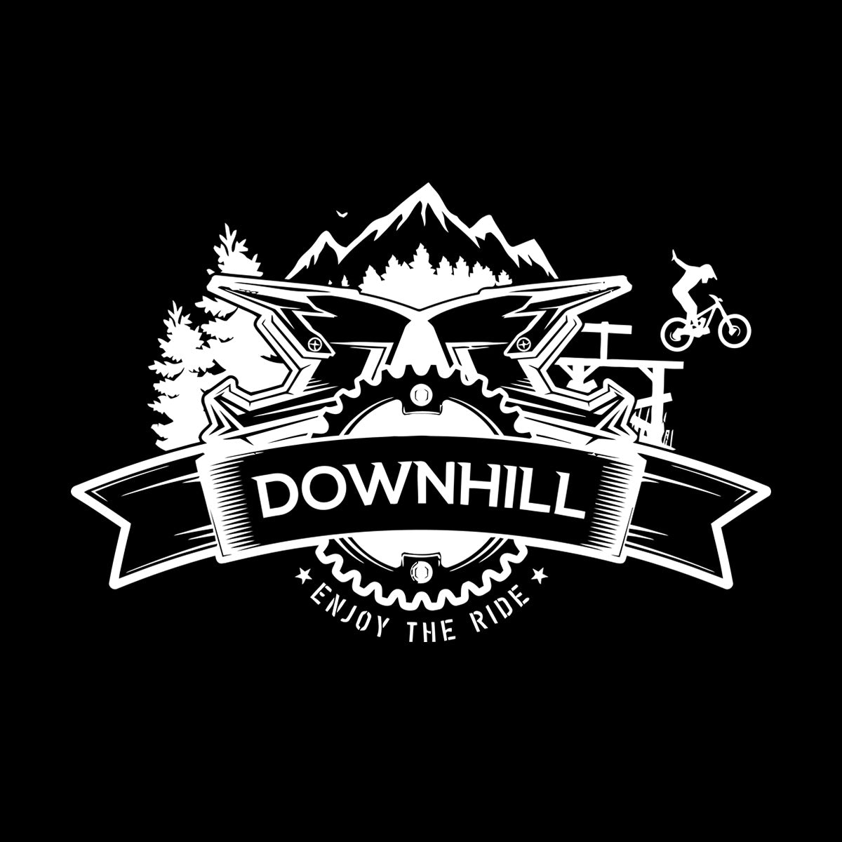Downhill Mountain Biking Enjoy The Ride Bicycle Emblem Wall Decals Store Decoration