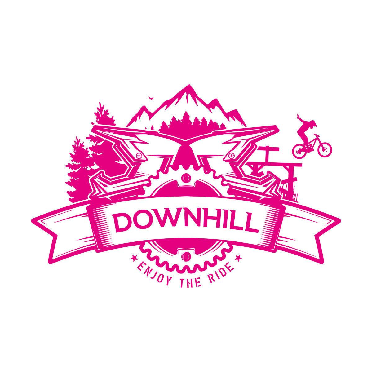Downhill Mountain Biking Enjoy The Ride Bicycle Emblem Wall Decals Store Decoration
