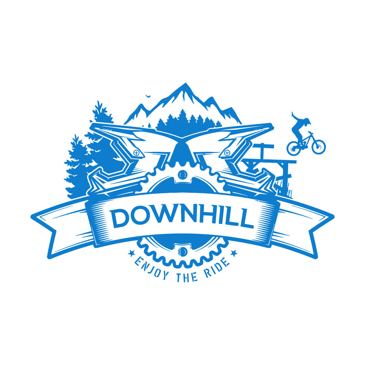 Downhill Mountain Biking Enjoy The Ride Bicycle Emblem Wall Decals Store Decoration