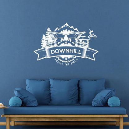 Downhill Mountain Biking Enjoy The Ride Bicycle Emblem Wall Decals Store Decoration