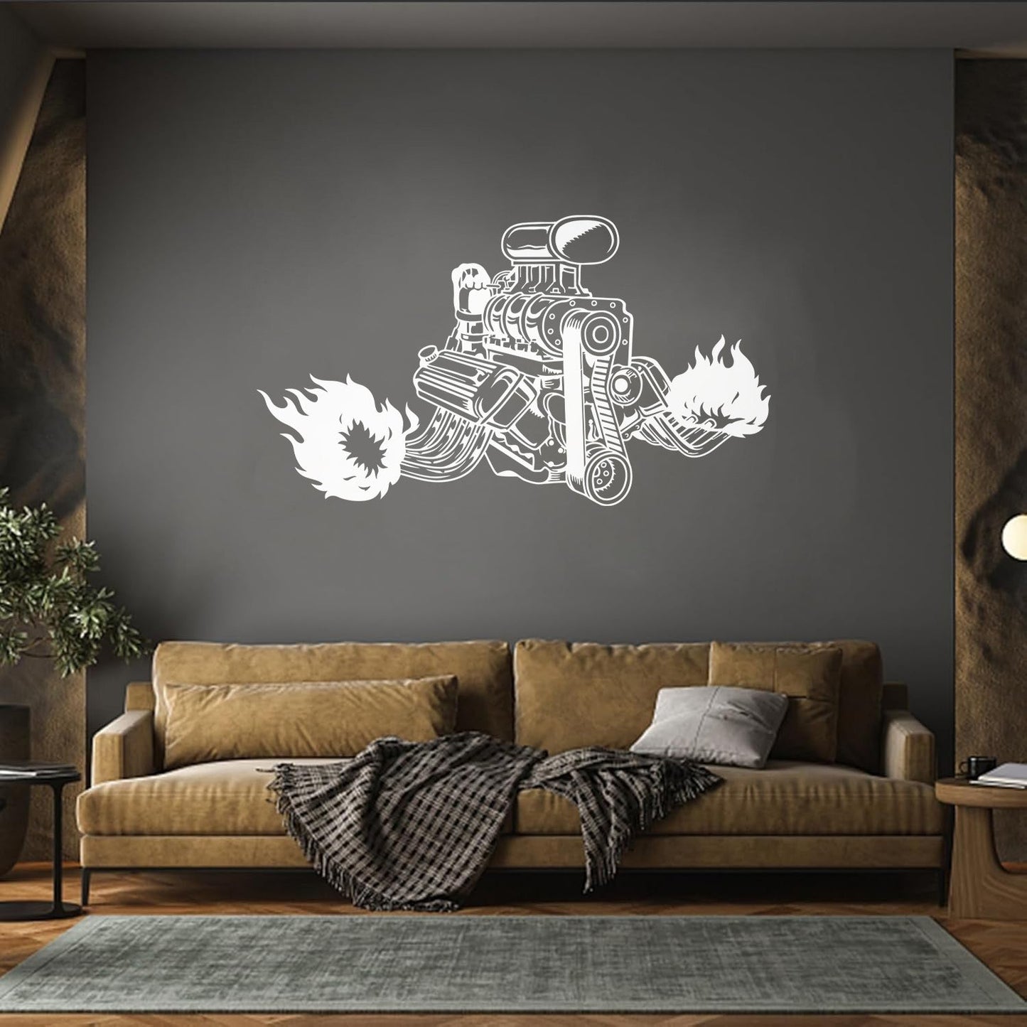 Mural And Wall Vinyl Decal Engine Repair Service Mechanism Garage Self Adhesive
