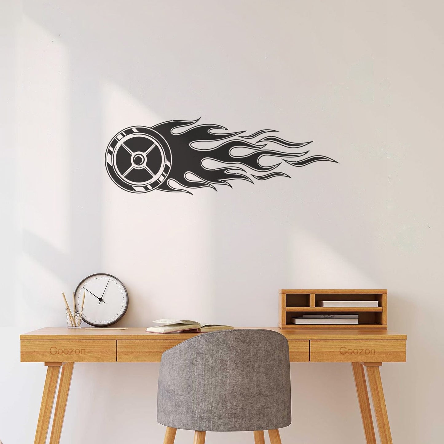 Fire Wheel Garage Auto Car Service Lettering Stickers Can Modify And Add Information