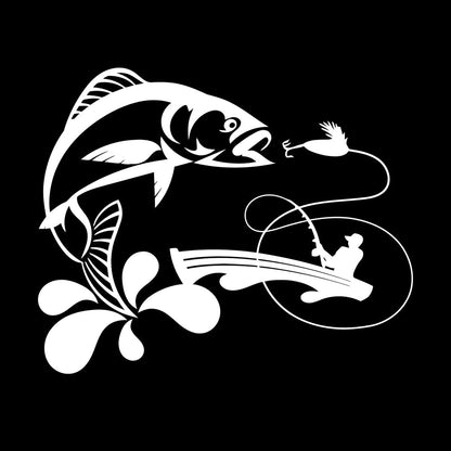 Wall Decals Paster Paper Fish Fishing Rod Boat Hobby Bait Art Decoration