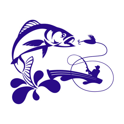 Wall Decals Paster Paper Fish Fishing Rod Boat Hobby Bait Art Decoration