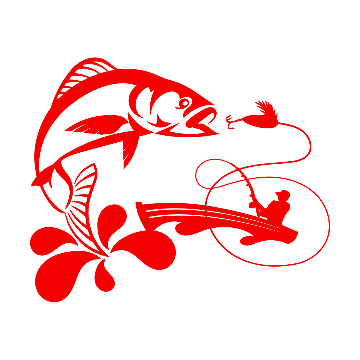 Wall Decals Paster Paper Fish Fishing Rod Boat Hobby Bait Art Decoration