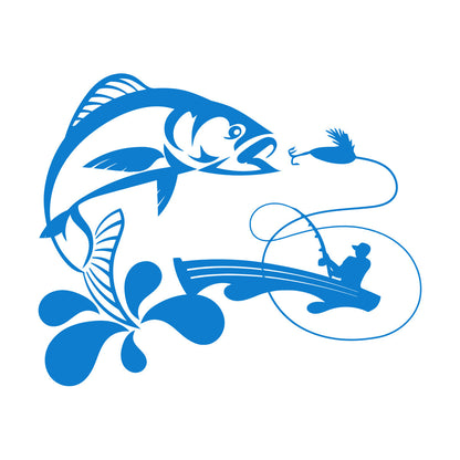 Wall Decals Paster Paper Fish Fishing Rod Boat Hobby Bait Art Decoration