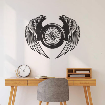 Garage Wheel Wings Driver Car Repair Fine Carving Decals Multi Color Selection