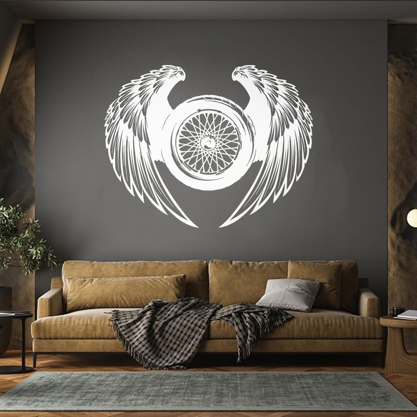 Garage Wheel Wings Driver Car Repair Fine Carving Decals Multi Color Selection