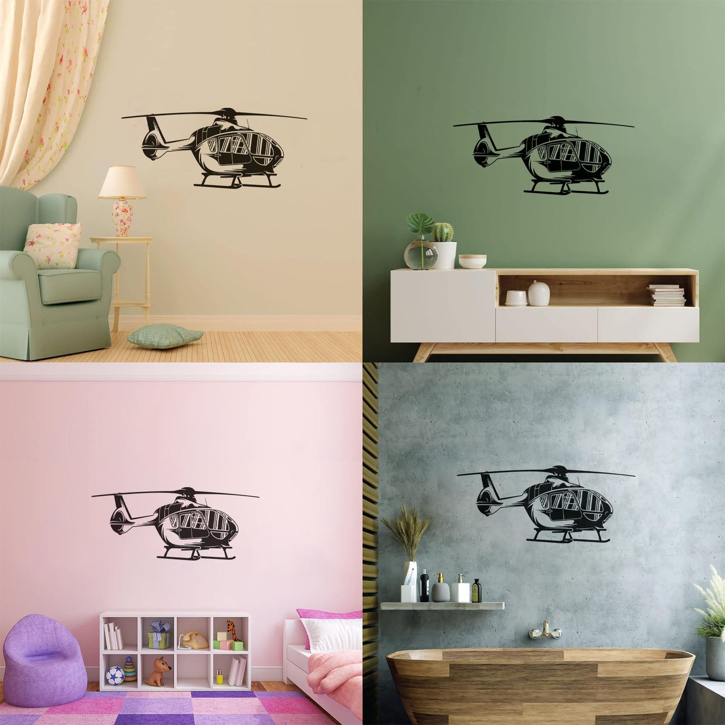 Vinyl Wall Stickers Helicopter Air Boys Kids Aviation Personalized Customization