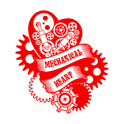 Wall Stickers Paster Paper Mechanical Heart Steampunk Engine Garage Window Decals