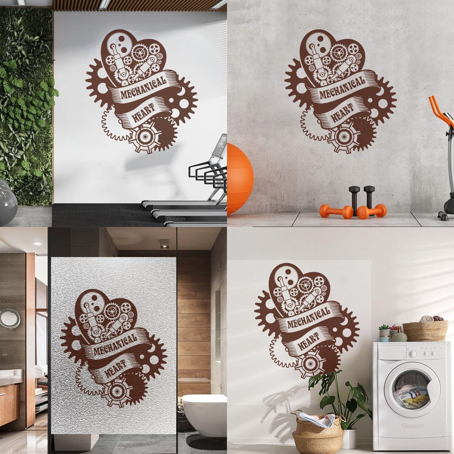 Wall Stickers Paster Paper Mechanical Heart Steampunk Engine Garage Window Decals
