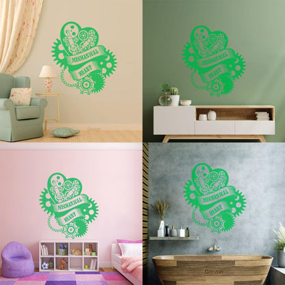 Wall Stickers Paster Paper Mechanical Heart Steampunk Engine Garage Window Decals