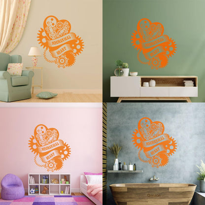 Wall Stickers Paster Paper Mechanical Heart Steampunk Engine Garage Window Decals