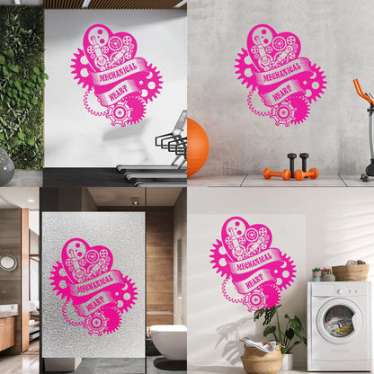 Wall Stickers Paster Paper Mechanical Heart Steampunk Engine Garage Window Decals