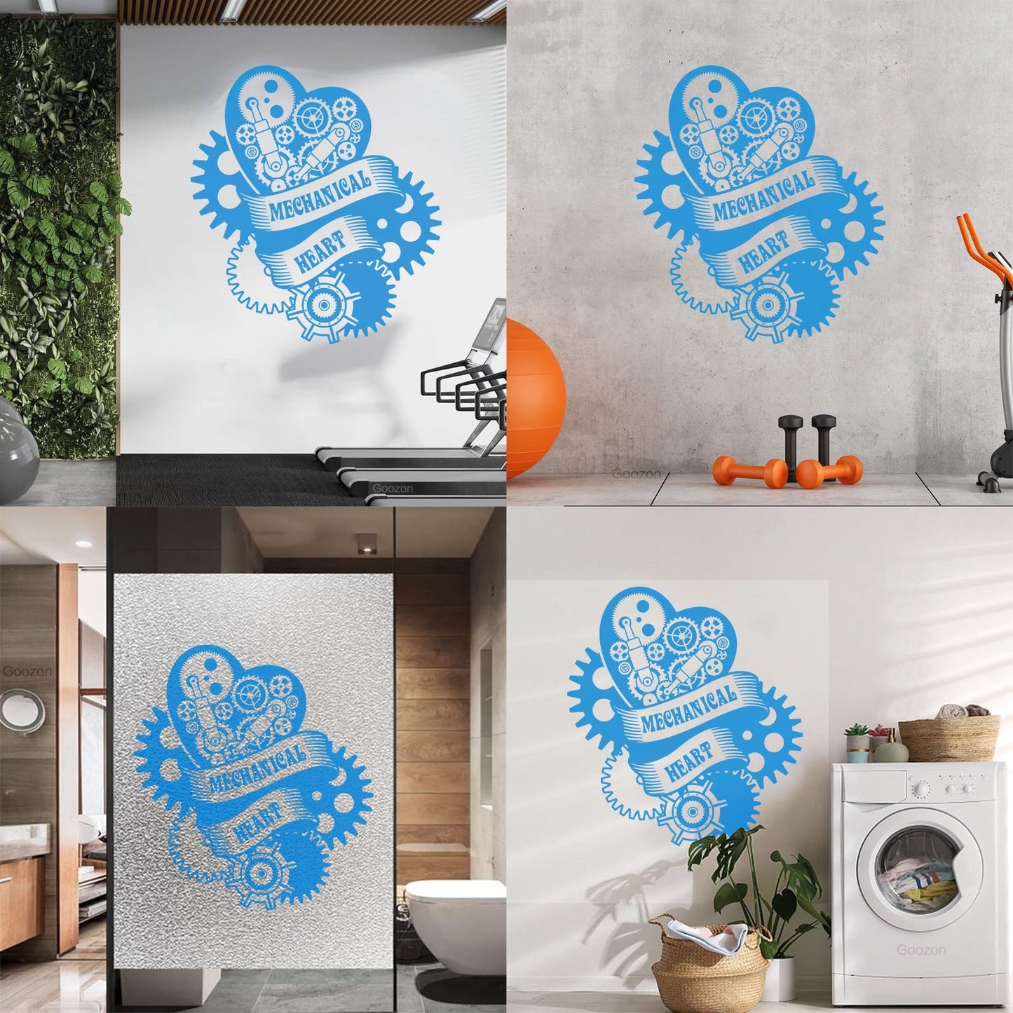 Wall Stickers Paster Paper Mechanical Heart Steampunk Engine Garage Window Decals