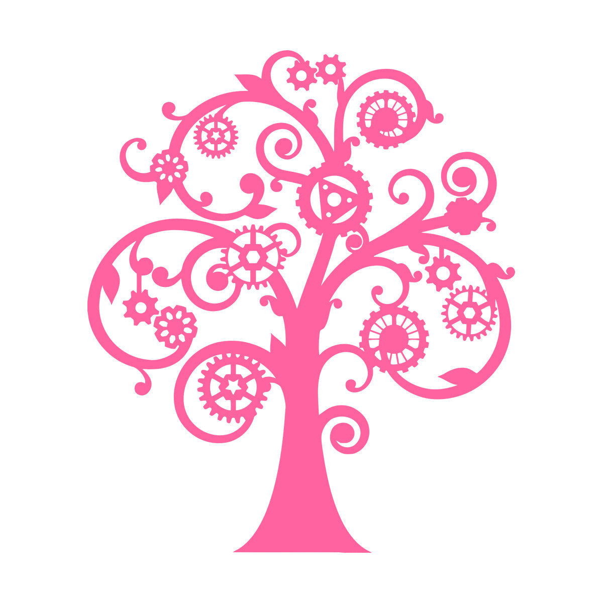 Wall Vinyl Sticker Decor Mechanical Tree Steampunk Gears Glass Stickers