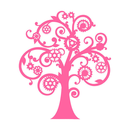 Wall Vinyl Sticker Decor Mechanical Tree Steampunk Gears Glass Stickers
