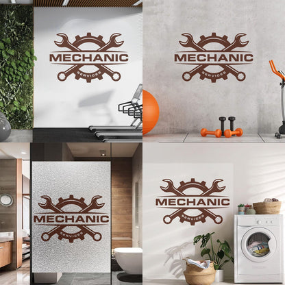 Fine Carving Stickers Mechanic Auto Service Repair Logo Emblem Wrench Store Decoration
