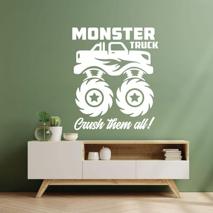 Fine Carving Decals Monster Track Car Kids Boy Machine Removable Without Leaving Glue