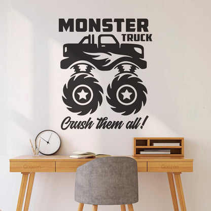 Fine Carving Decals Monster Track Car Kids Boy Machine Removable Without Leaving Glue