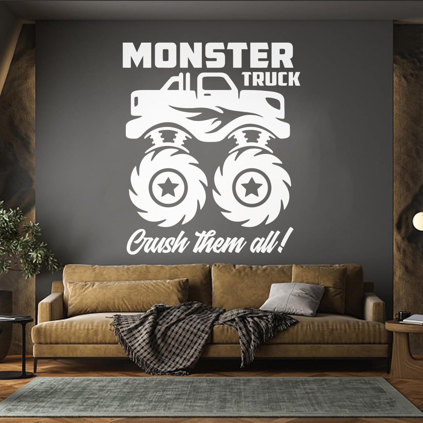 Fine Carving Decals Monster Track Car Kids Boy Machine Removable Without Leaving Glue