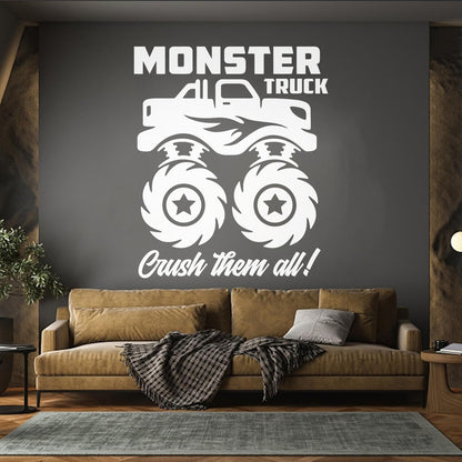Fine Carving Decals Monster Track Car Kids Boy Machine Removable Without Leaving Glue