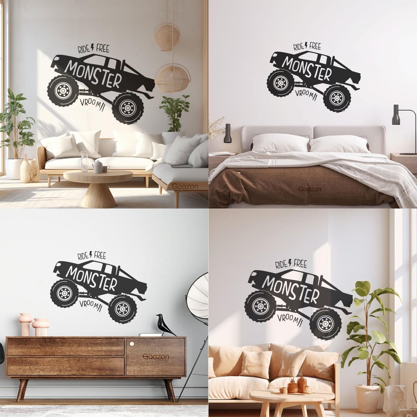 Monster Truck Car Vehicles Ride Big Auto Boys Vinyl Art Sticker Self Adhesive