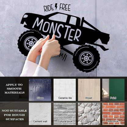 Monster Truck Car Vehicles Ride Big Auto Boys Vinyl Art Sticker Self Adhesive