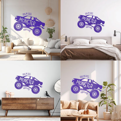 Monster Truck Car Vehicles Ride Big Auto Boys Vinyl Art Sticker Self Adhesive
