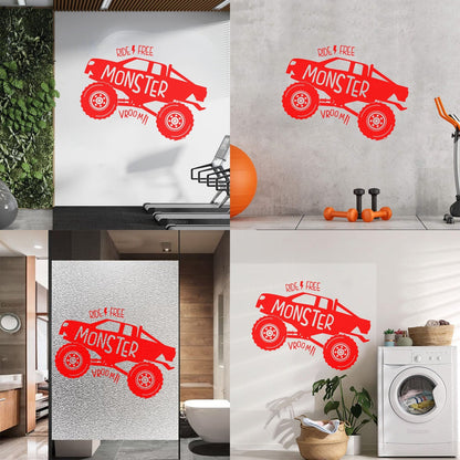 Monster Truck Car Vehicles Ride Big Auto Boys Vinyl Art Sticker Self Adhesive