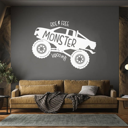 Monster Truck Car Vehicles Ride Big Auto Boys Vinyl Art Sticker Self Adhesive