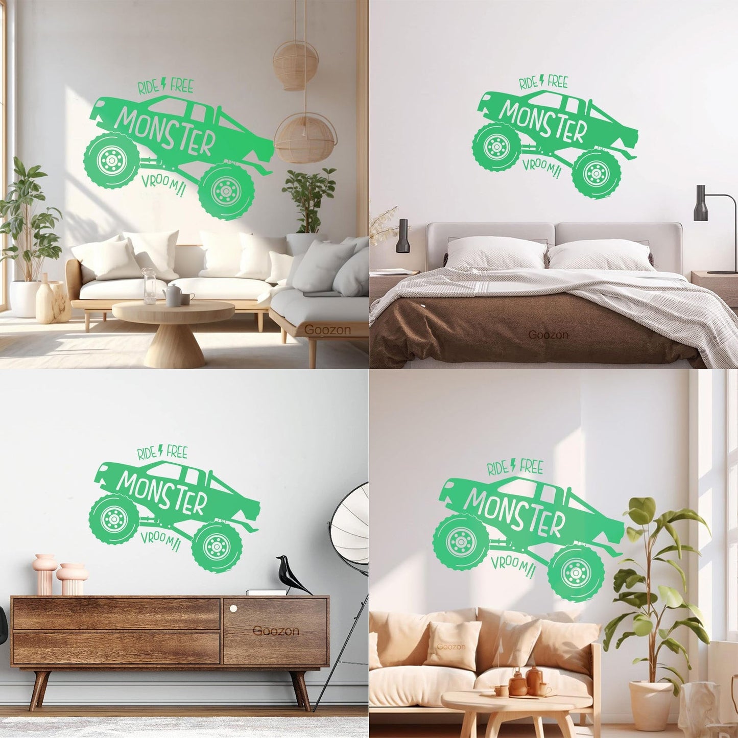 Monster Truck Car Vehicles Ride Big Auto Boys Vinyl Art Sticker Self Adhesive
