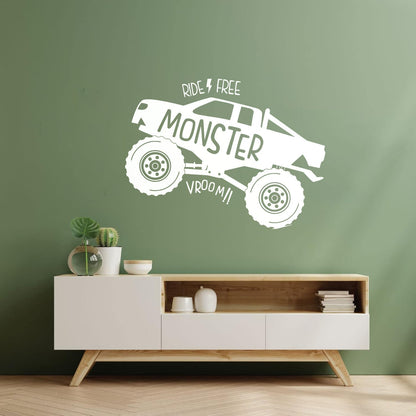 Monster Truck Car Vehicles Ride Big Auto Boys Vinyl Art Sticker Self Adhesive
