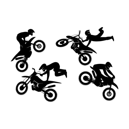 Wall Decals Paster Paper Motorcycle Motocross Jump Silhouette Bikers Riders Art Mural Painting