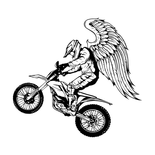 Wall Decals Motorcycle With Wings Motocross Extreme Sport Waterproof