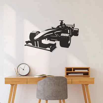 Open Wheel Car Garage Racing Boys Mural And Wall Vinyl Decal Can Modify And Add Information