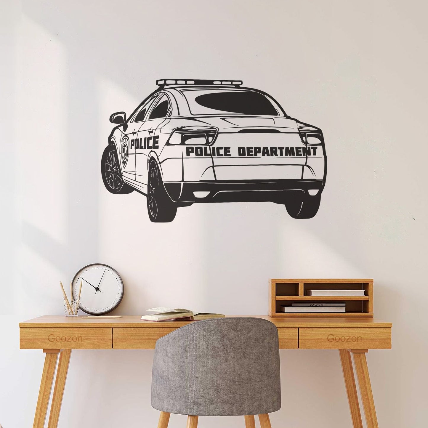 Fine Carving Stickers Police Car Department Garage Boys Room Car Body Decoration