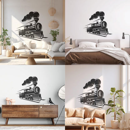 Retro Train Logo Locomotive Steam Train Railway Wall Decals Easy Installation
