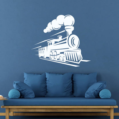 Retro Train Logo Locomotive Steam Train Railway Wall Decals Easy Installation
