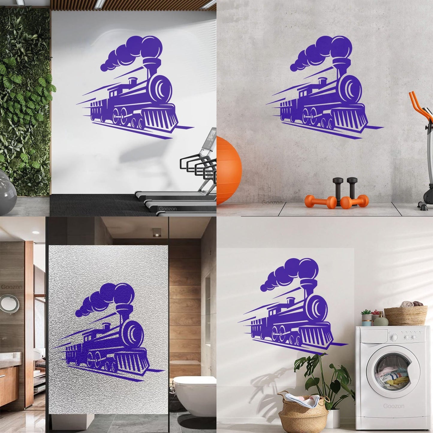 Retro Train Logo Locomotive Steam Train Railway Wall Decals Easy Installation
